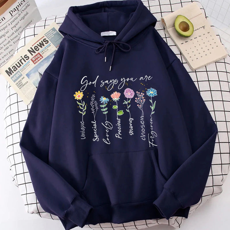 Hoodie «You Are Unique» mit Blumenprint