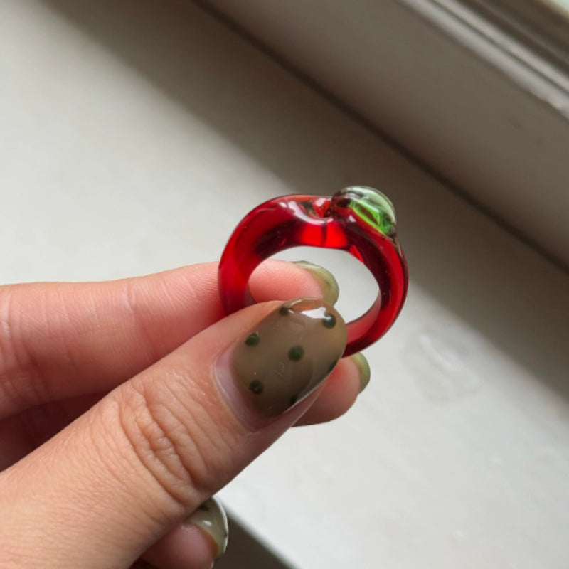 Glaskunst Ring mit Früchtemuster