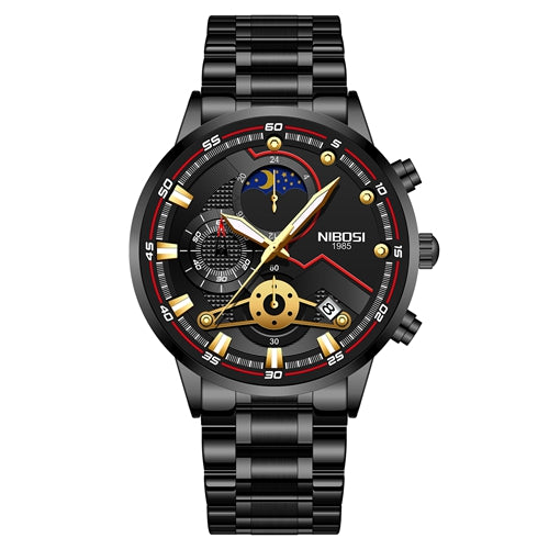 Herren-Quarzuhr mit Chronograph und Mondphase – Bild 4 | LuxeStyle
