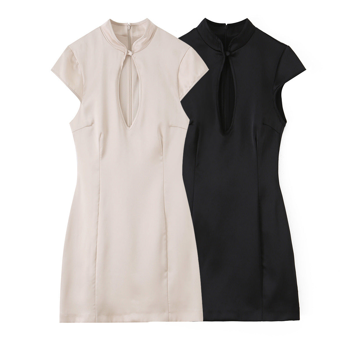 Mini-Kleid aus Satin-Polyester mit Schlitz