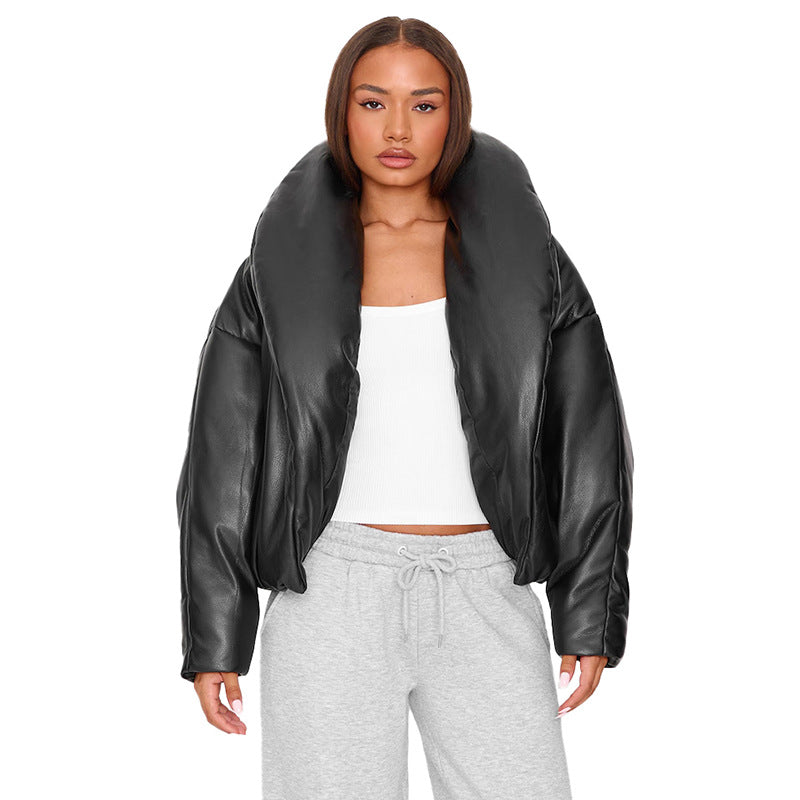 Damen Jacke im Leder-Stil, gefüttert – Bild 4 | LuxeStyle