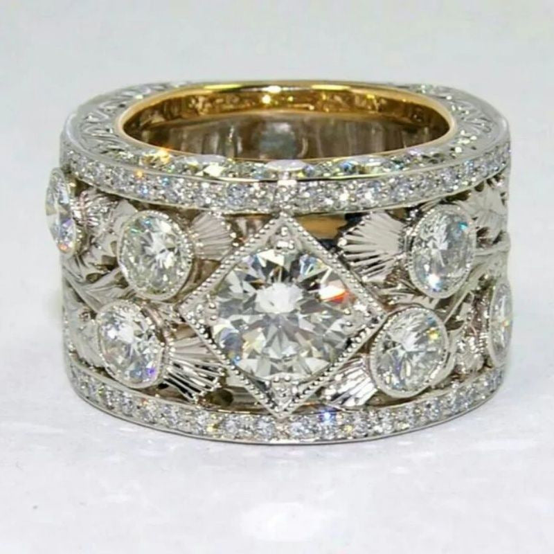 Moissanit-Ring mit breitem Band – Bild 2 | LuxeStyle