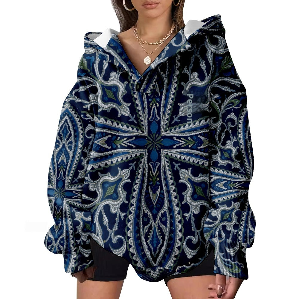 Blumenprint Langarmpulli Damen