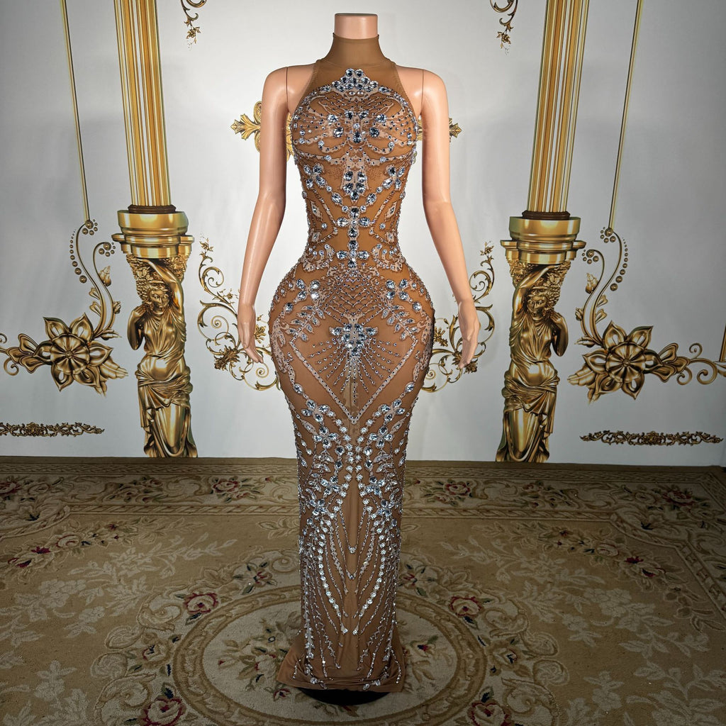 Bodycon-Kleid mit handbesetzten Strasssteinen