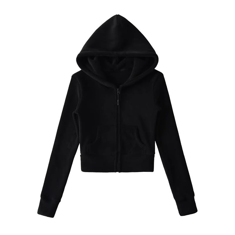 Kurzer Fleece-Kapuzenpullover für Damen | LuxeStyle