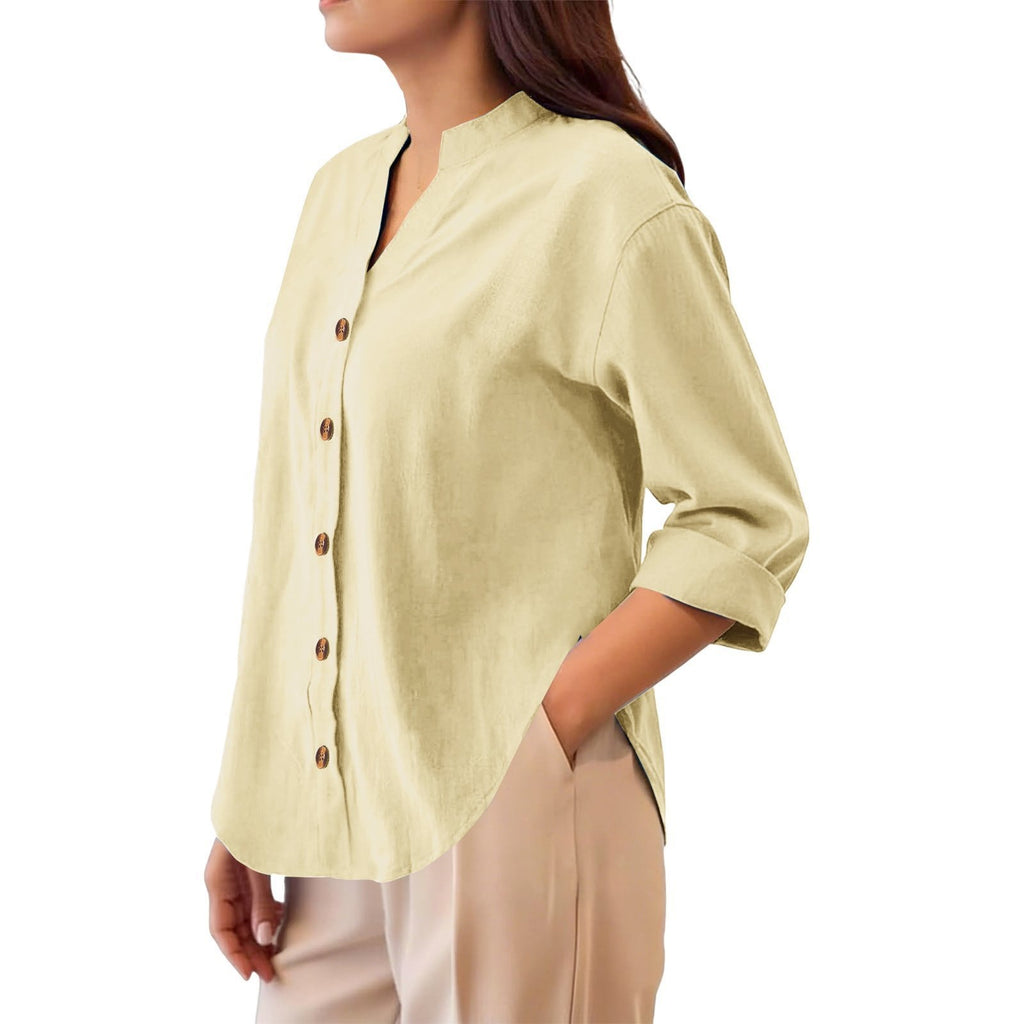Leichte Baumwoll-Leinen Cardigan Bluse