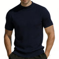 Kurzarm Strick-T-Shirt für Herren mit Mock Neck