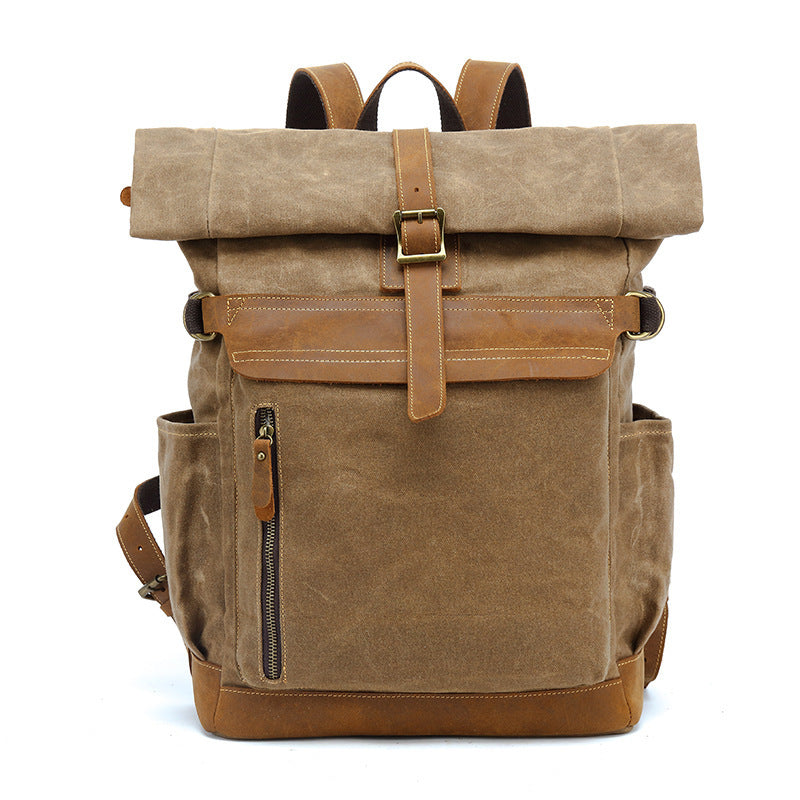 Vintage Canvas Rucksack mit Lederdetails