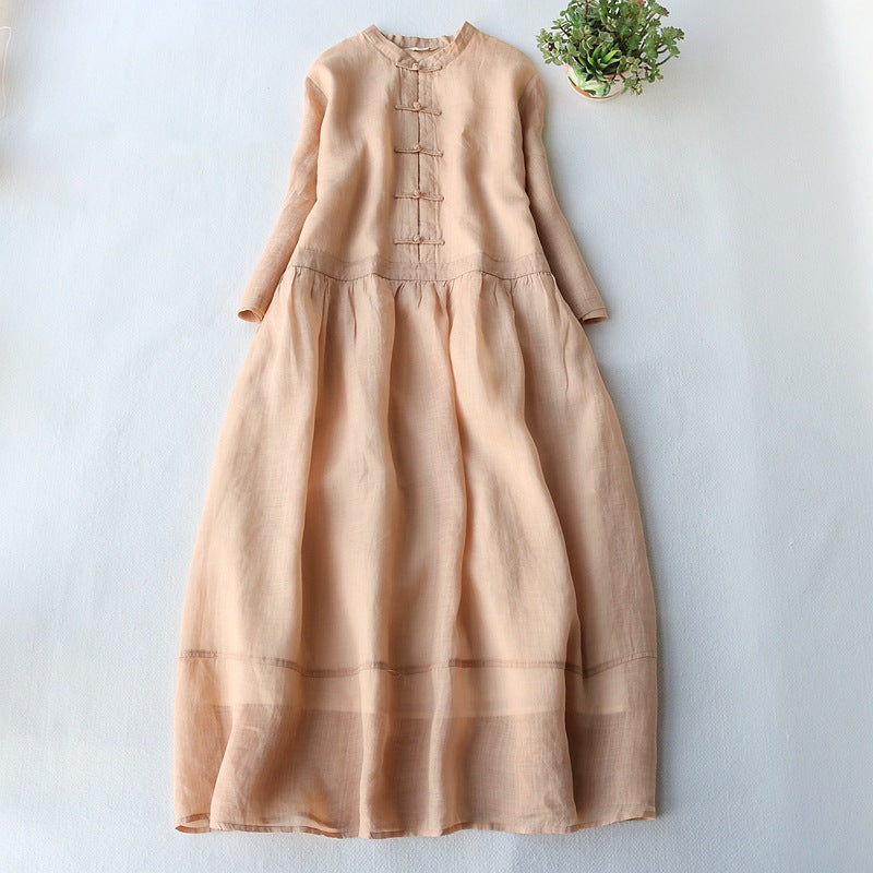 Retro Leinenkleid mit Froschknöpfen – Bild 3 | LuxeStyle