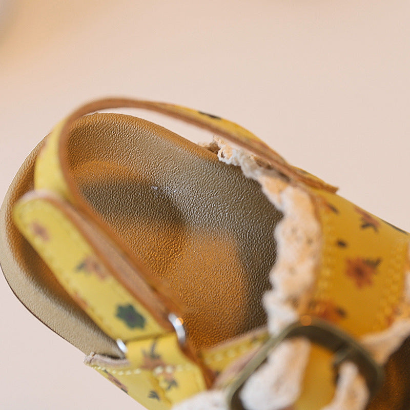Baby- und Kinder-Kork-Sandalen mit Blumen
