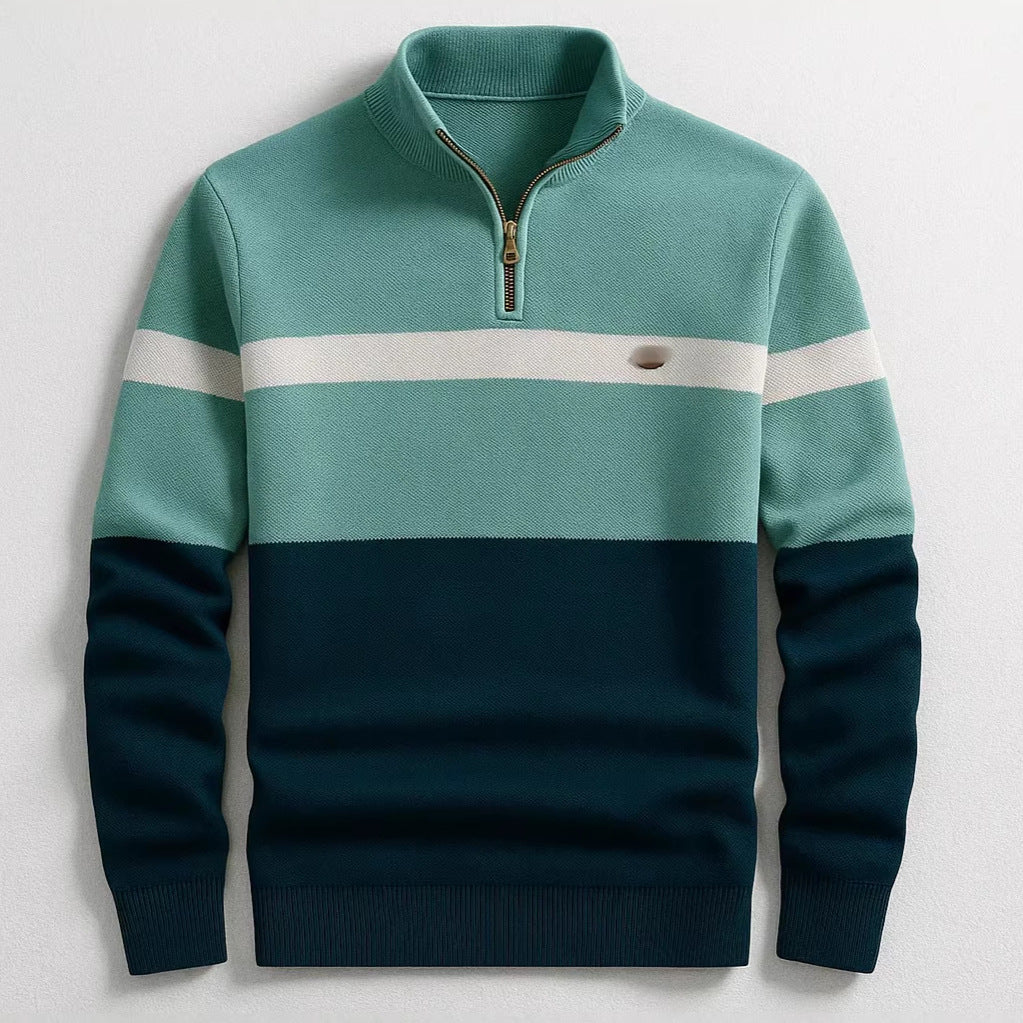 Herren Strickpullover mit Stehkragen und Half-Zip