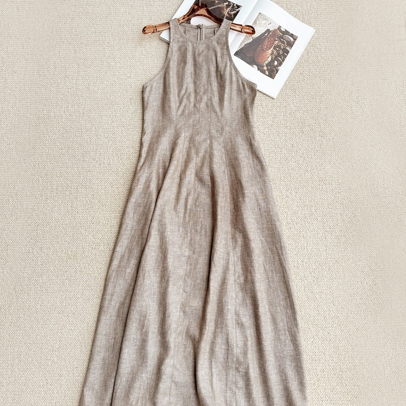 Glänzendes Twill Patchwork Maxikleid