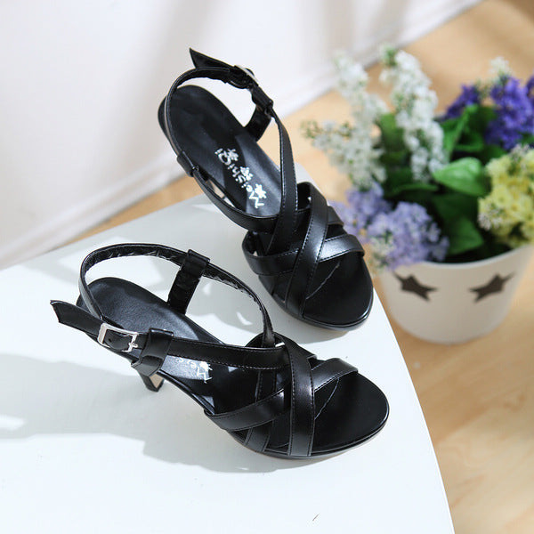 High-Heel Sandalen mit Schnalle, runder Fischmund-Zehen, 7 cm Absatz – Bild 11 | LuxeStyle