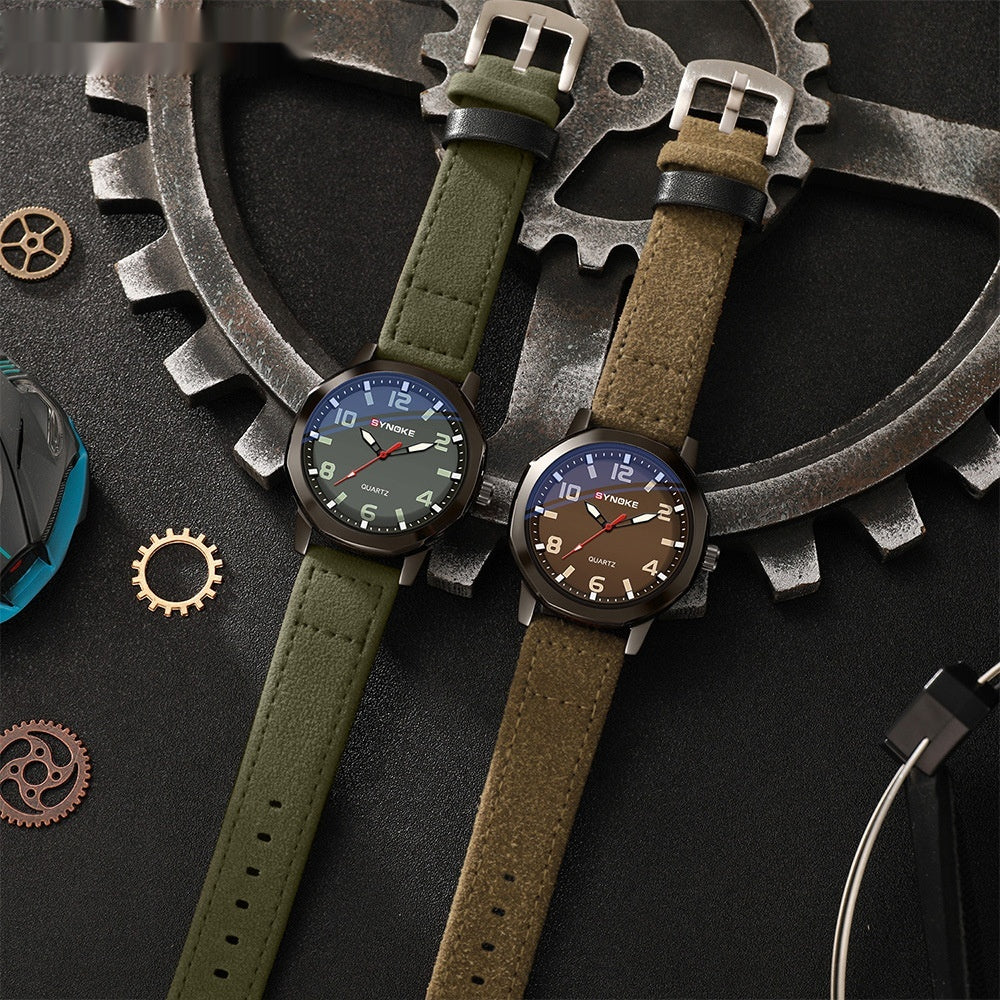 Retro Sportuhr für Herren mit Kunstlederarmband