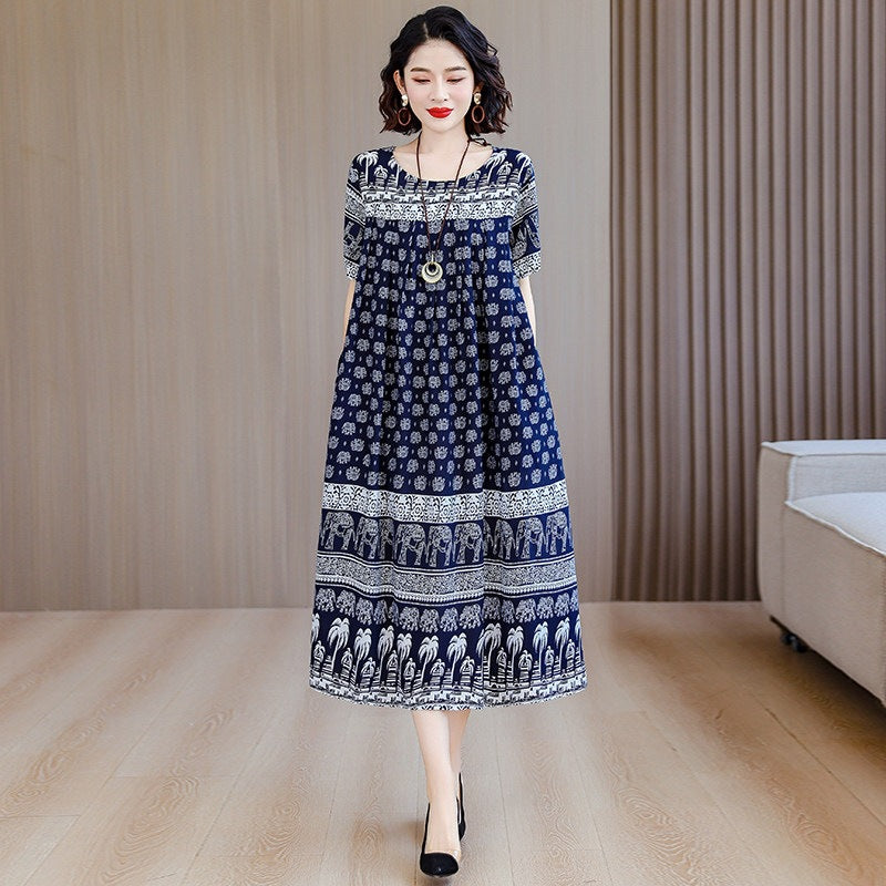 Elegantes Baumwollseidenkleid mit Taschen