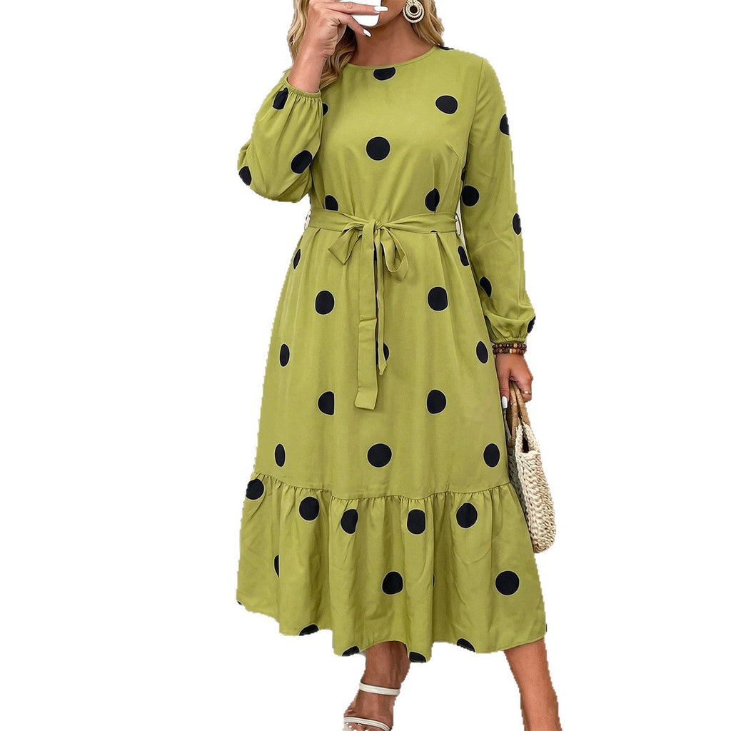 Gepunktetes Schnürkleid mit Taillenschnürung – Bild 3 | LuxeStyle