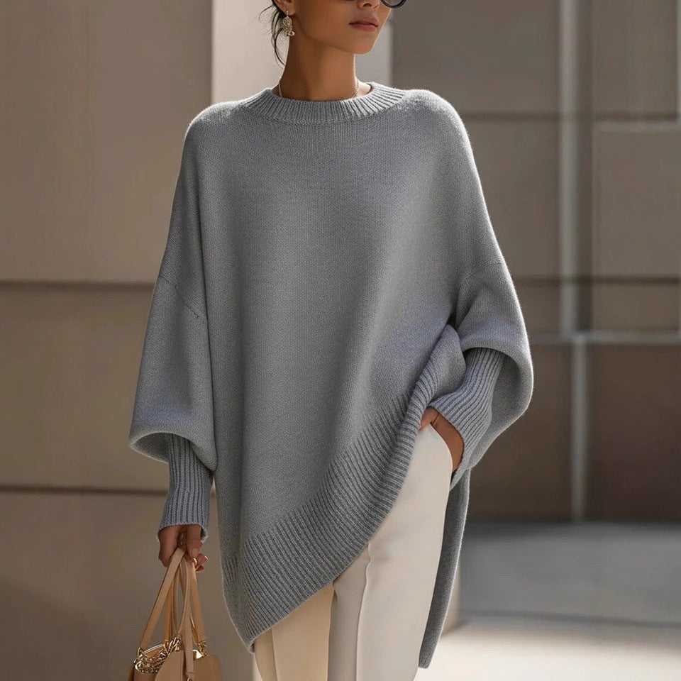 Damen Locker Crew-Neck Strickpullover