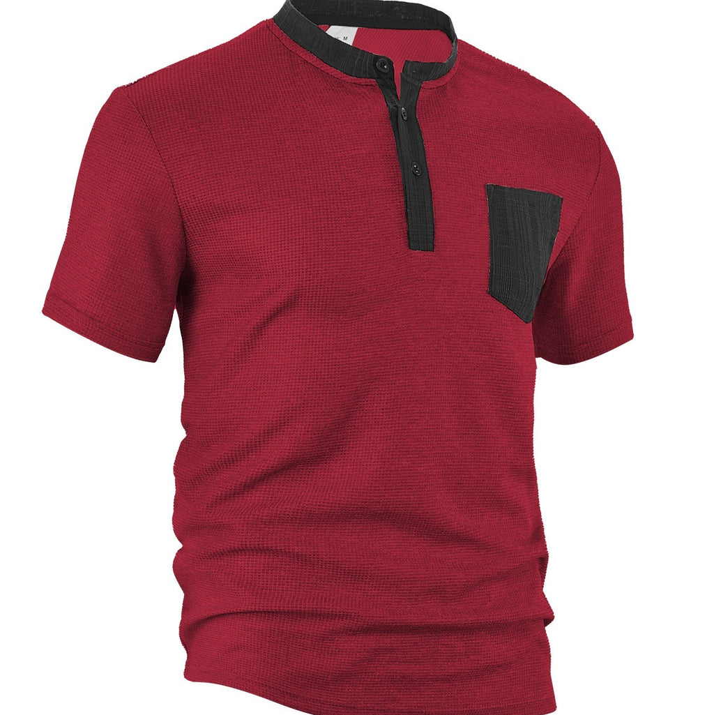 Herren Henley Shirt Waffelstrick Kurzarm – Bild 8 | LuxeStyle