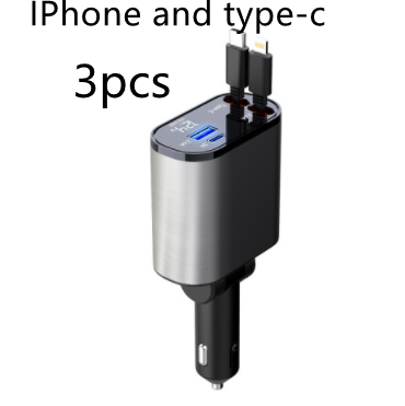 KFZ-Schnellladegerät 100W · ausziehbare Kabel USB-C & Lightning