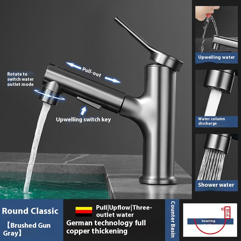 Ausziehbarer Wasserhahn für Waschtisch, warm/kalt