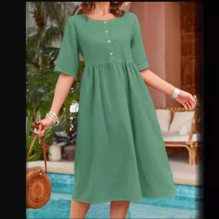 Casual A-Linien Kleid mit Rundhals & Taschen – Bild 5 | LuxeStyle