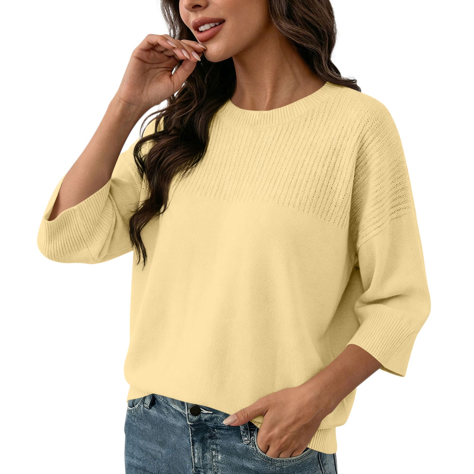 Rundhals-Strickpullover für Damen