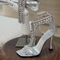 Kristall-Sandalen mit Keilabsatz