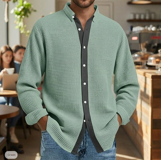 Herren Cardigan mit Wellenspitzenmuster Langarm