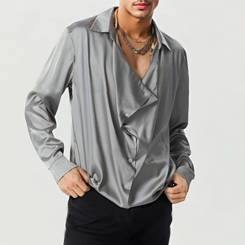 Herren Langarmshirt mit Mandarin-Kragen – Bild 8 | LuxeStyle