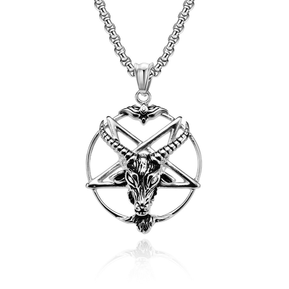 Satan Ziegenkopf Pentagramm Anhänger Halskette