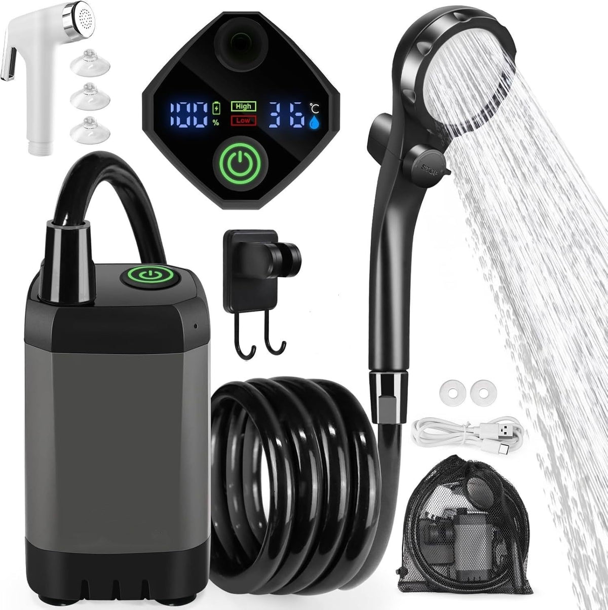Tragbare Camping-Dusche 8000 mA – Bild 2 | LuxeStyle
