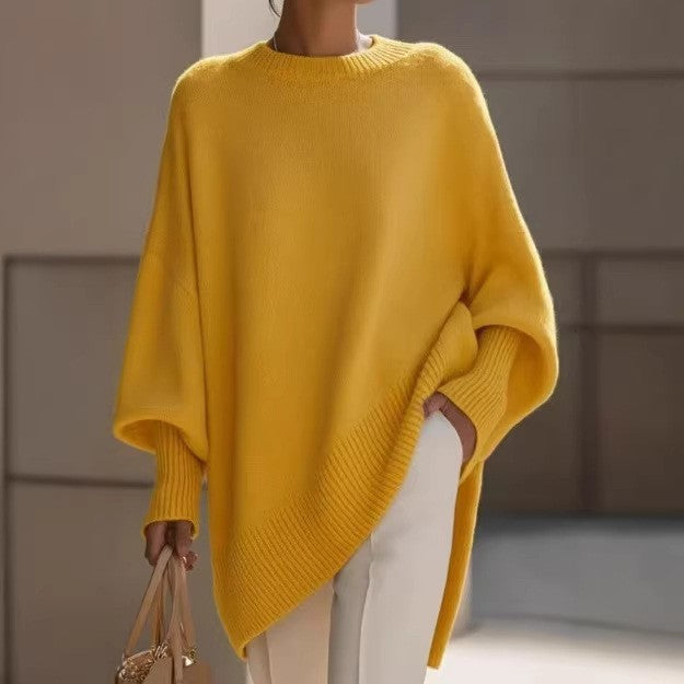 Damen Locker Crew-Neck Strickpullover