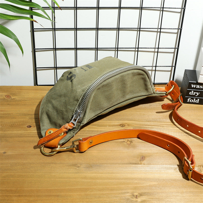 Vintage Canvas Tasche mit Leder-Patchwork