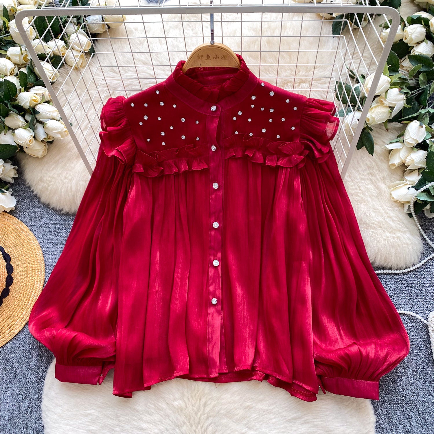 Gelbe Bluse mit Ruffles