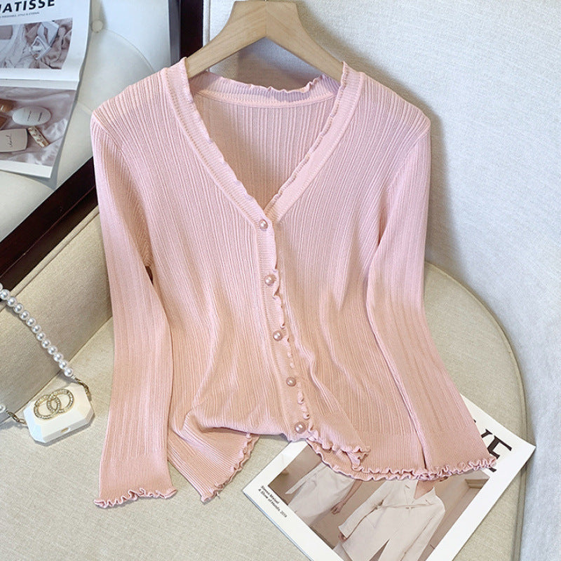 Leichter Strick-Cardigan mit Puffärmeln