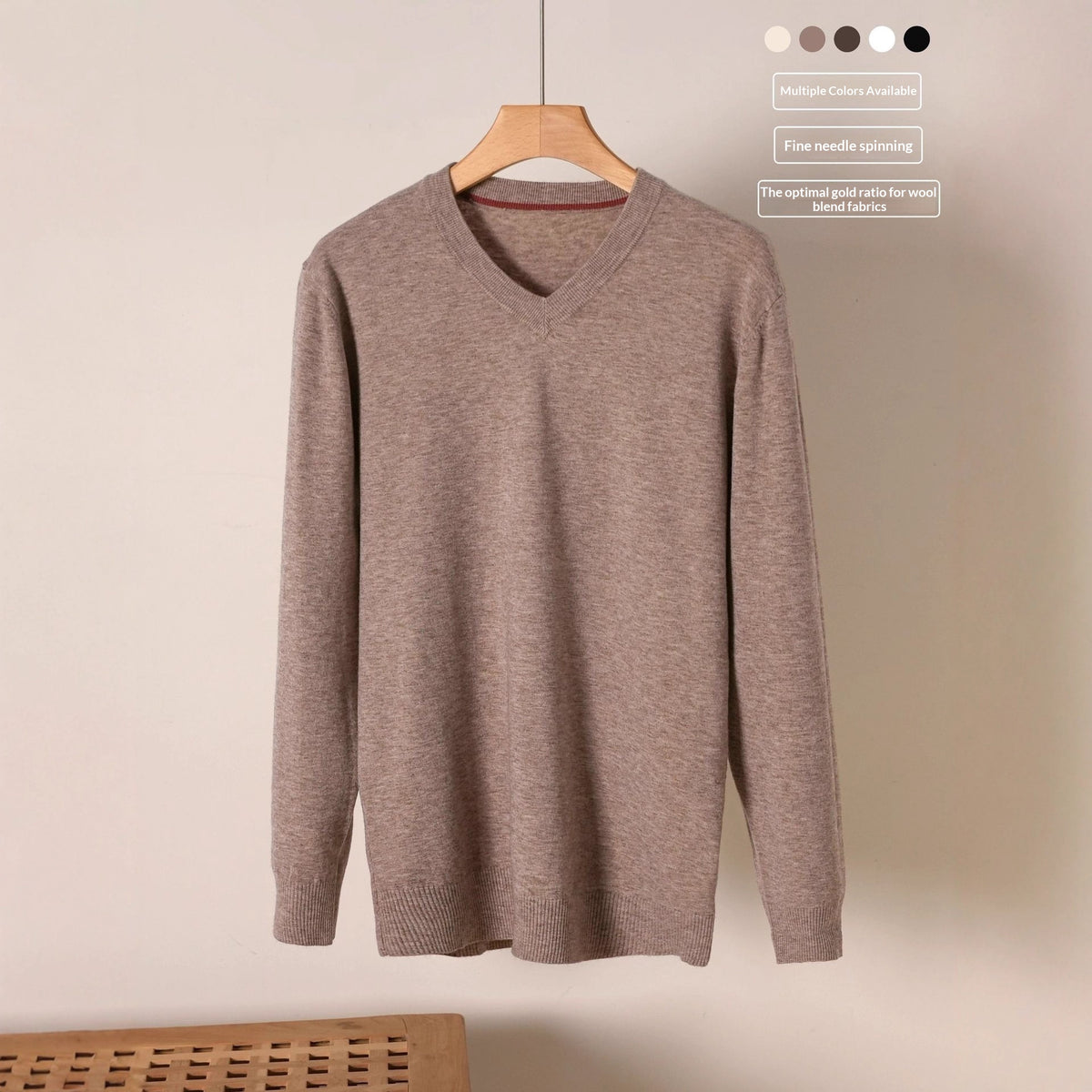 Herren V-Ausschnitt Pullover aus Wollmischung | LuxeStyle