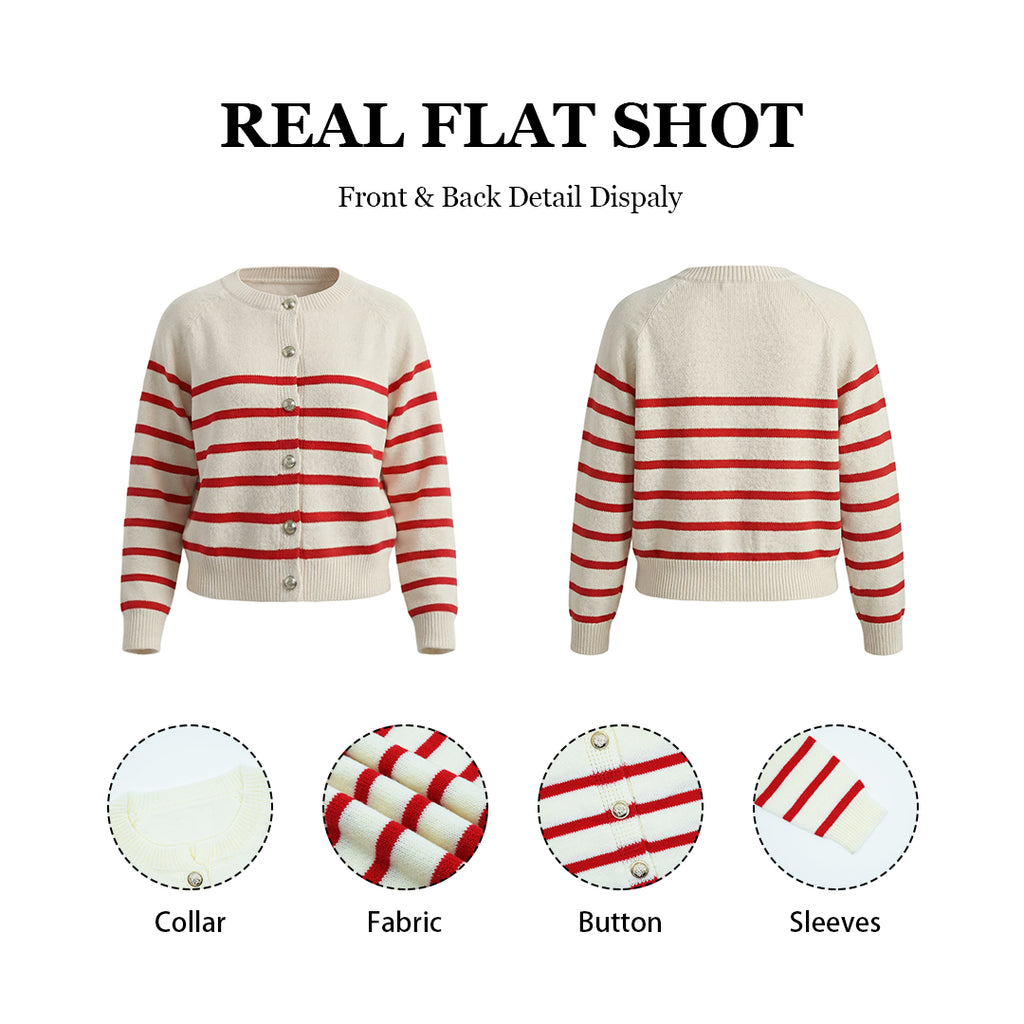 Gestreifter Strick-Cardigan Rot-Weiss