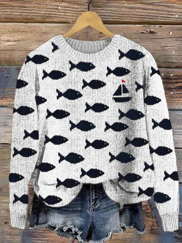 Weicher Cardigan mit Cartoon-Muster