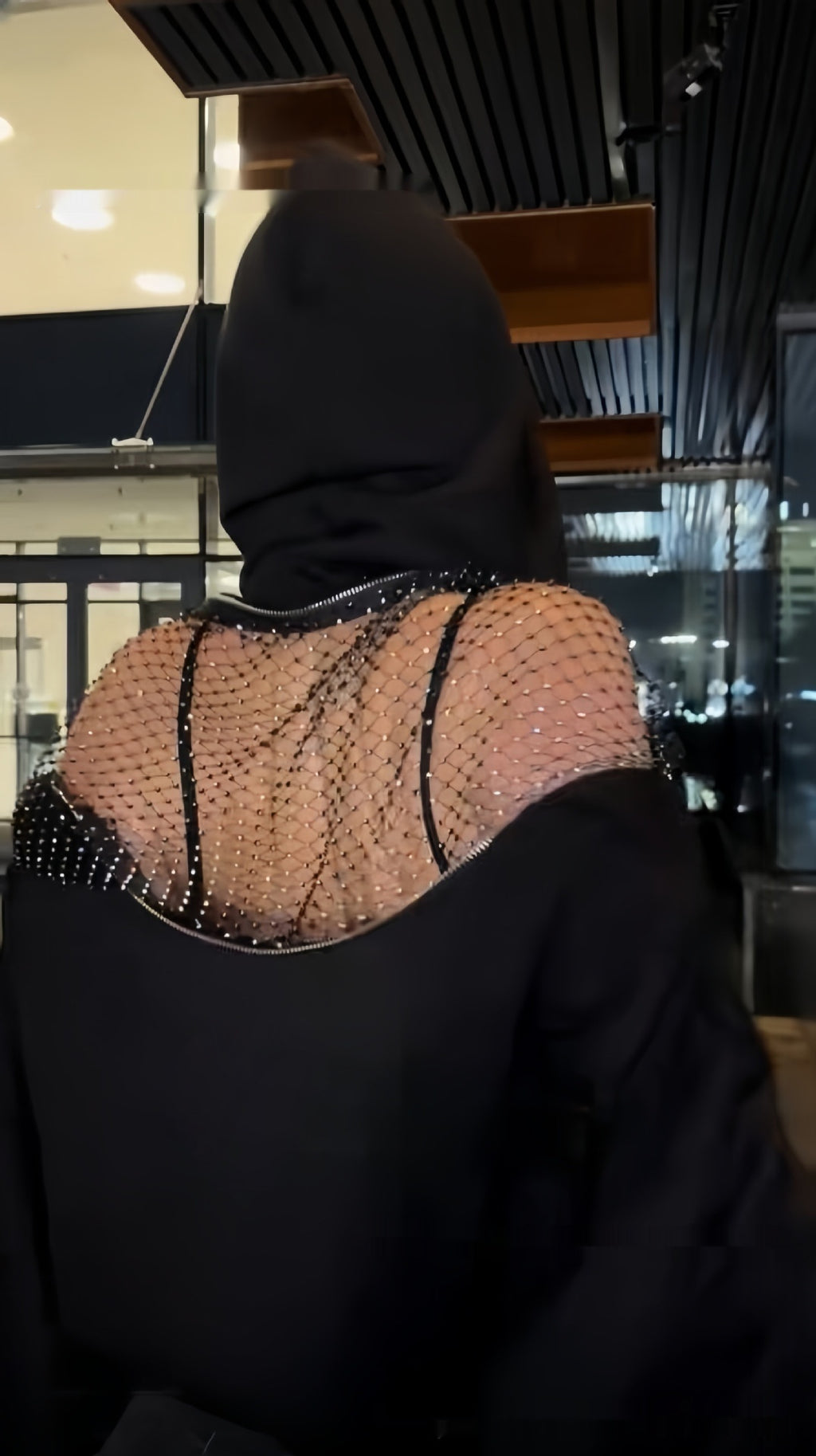Rückenfreier Mesh-Hoodie in Solid Color für Streetwear