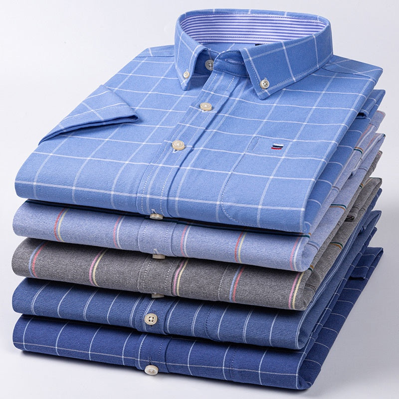 Herren Oxford Baumwollhemd Kurzarm