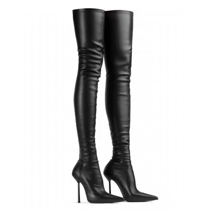 Spitzschuh-Boots mit Stiletto-Absatz, überknie, Plus-Größen