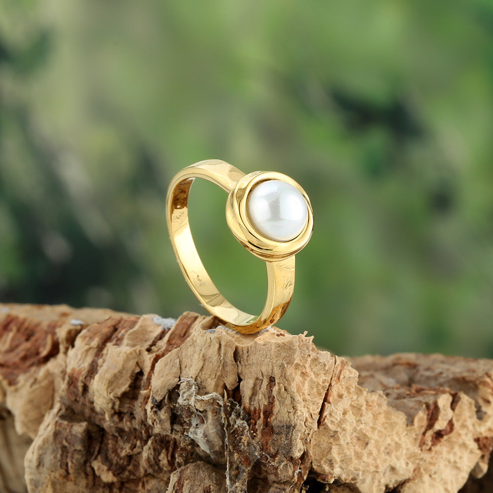 Titanstahl-Ring mit Katzenaugen-Stein