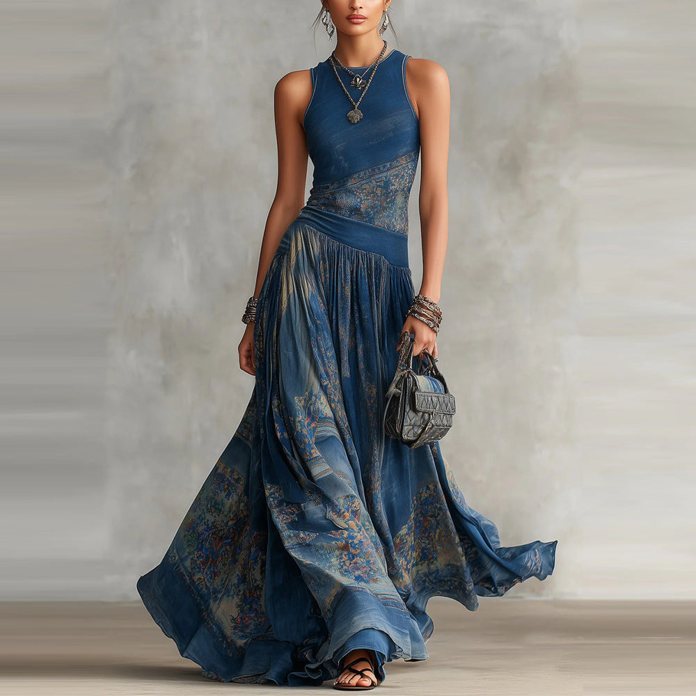 Ärmelloses Tanktop-Kleid mit Digitaldruck