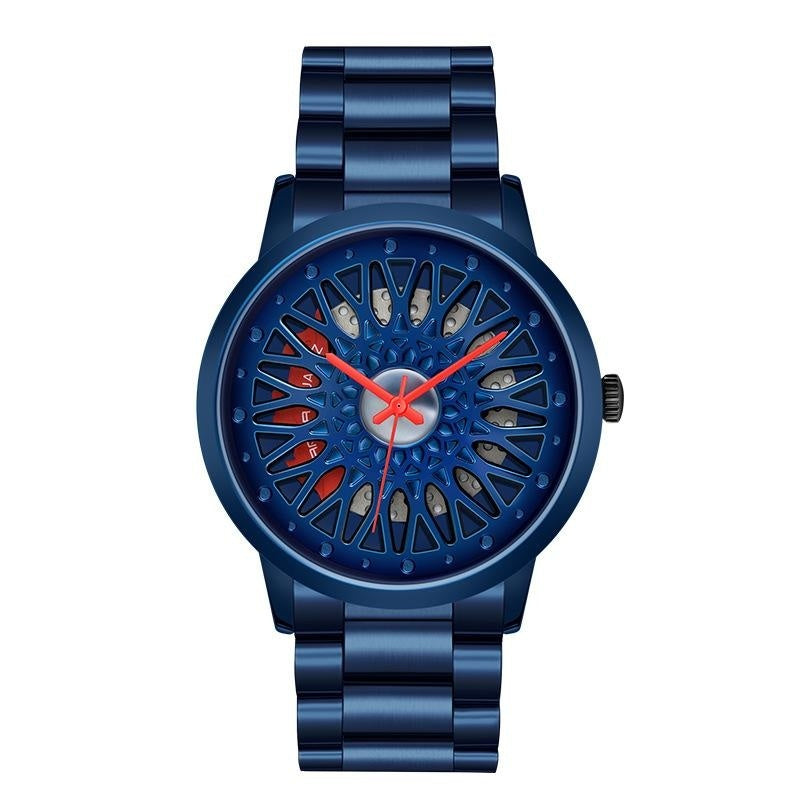 Hollow-Out Wheel Uhr, wasserdicht, Stahlband