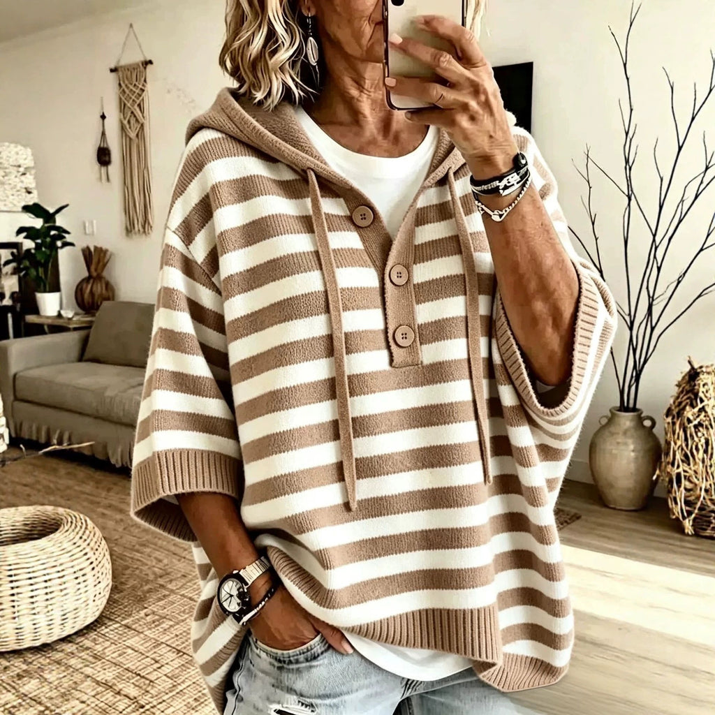 Kapuzen-Strickpullover mit Kordelzug
