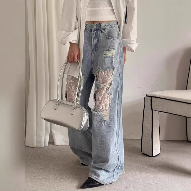 Vintage-Lace-Rip Jeans
