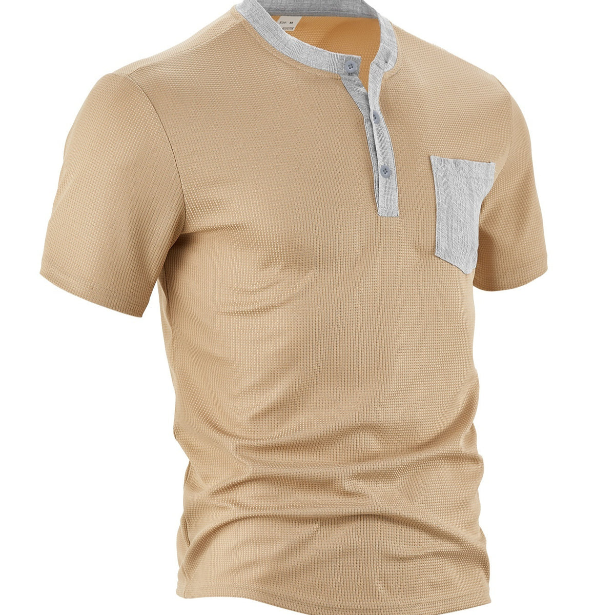 Herren Henley Shirt Waffelstrick Kurzarm – Bild 5 | LuxeStyle