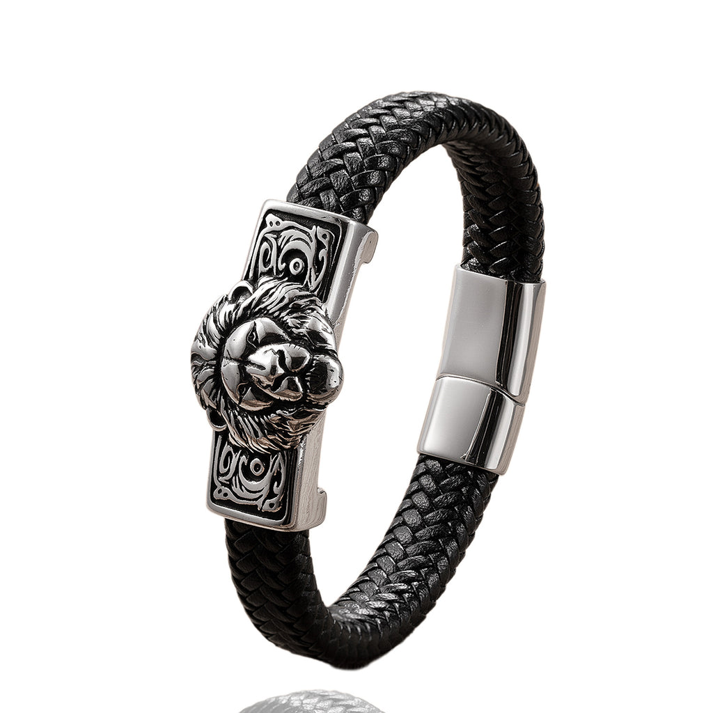 Lederarmband mit Löwenkopf für Herren – Bild 4 | LuxeStyle