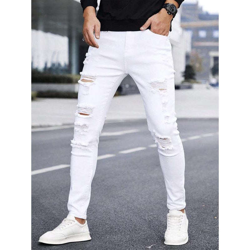 Herren Jeans – Weiss, Gerade, Bequem