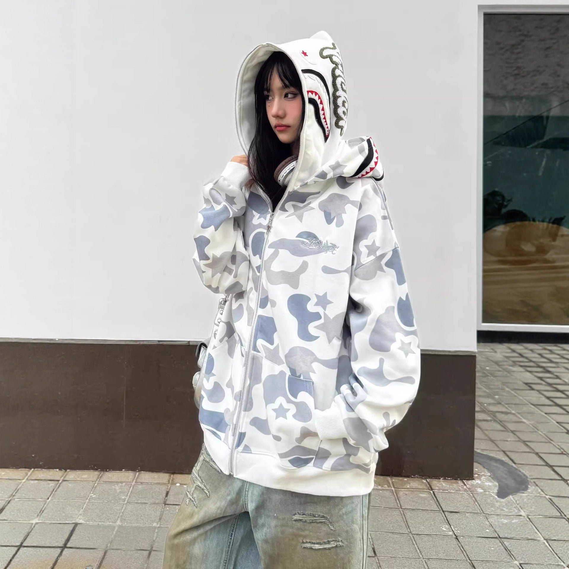 Trendiger Loose-Fit Dual-Zip Cardigan Hoodie